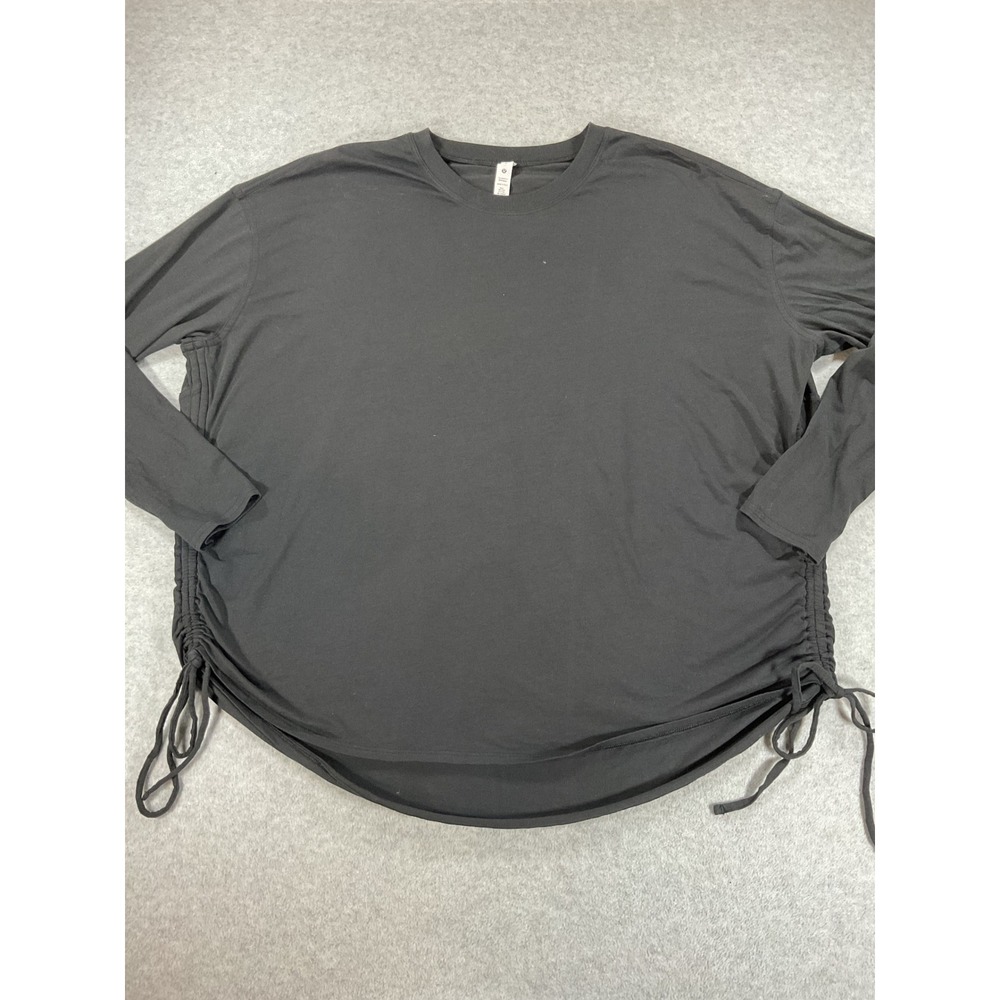 Lululemon All Yours Long Sleeve Cinched Side T-Shirt Black Size 12 LW3FZ0S 2732